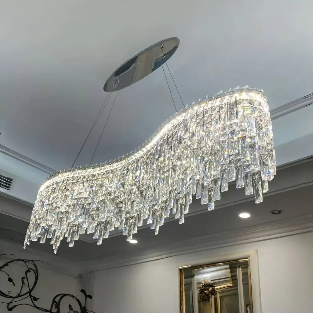 Purple Crystal Chrome Chandelier