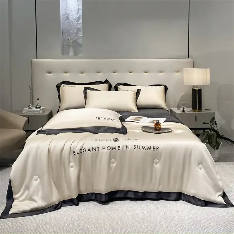 Black Ice Silk Quilt Set