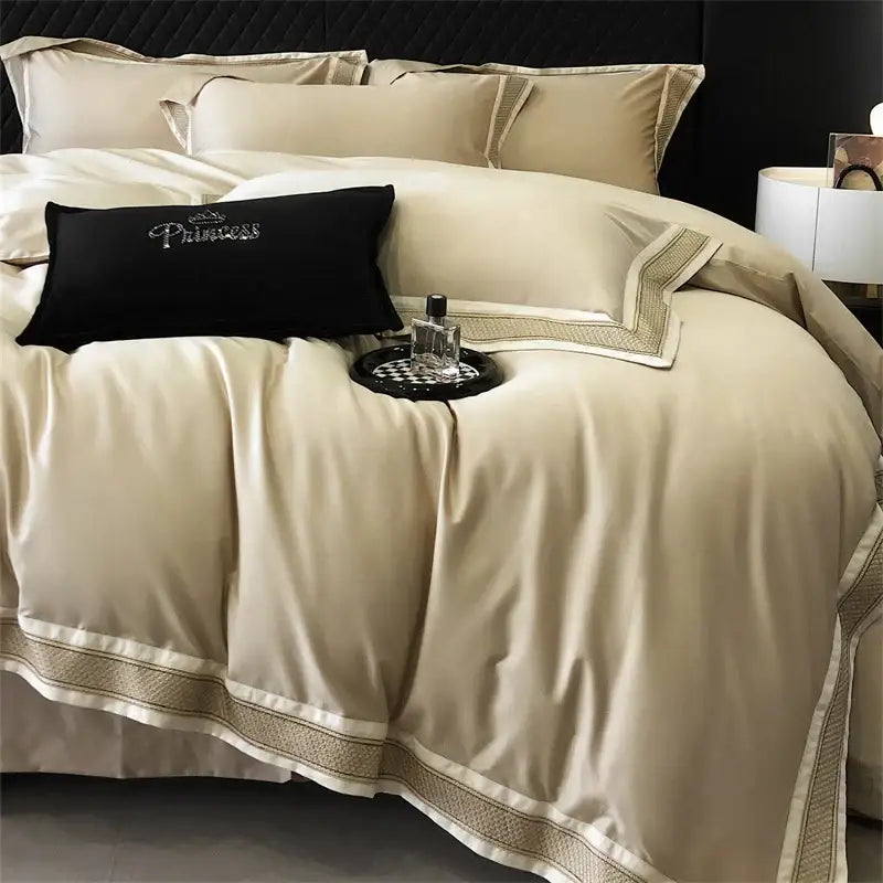 Cream Gold Embroidery Bedding