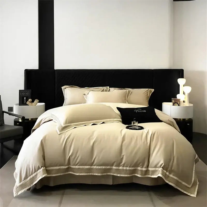 Cream Gold Embroidery Bedding