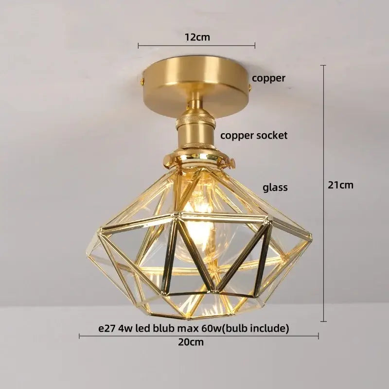 Crystal Brass Ceiling Lamp