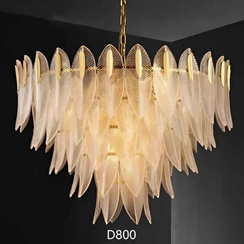 Glass Leaf Gold Chandelier