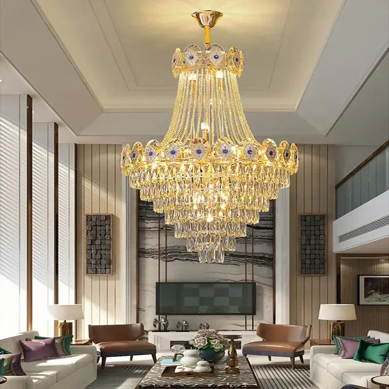 Gold Round Crystal Chandelier