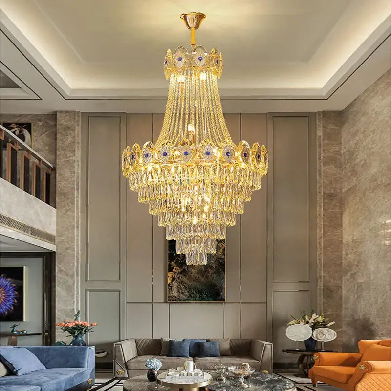 Gold Round Crystal Chandelier