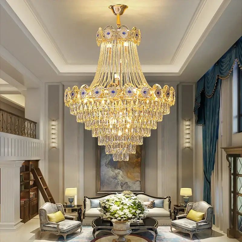 Gold Round Crystal Chandelier