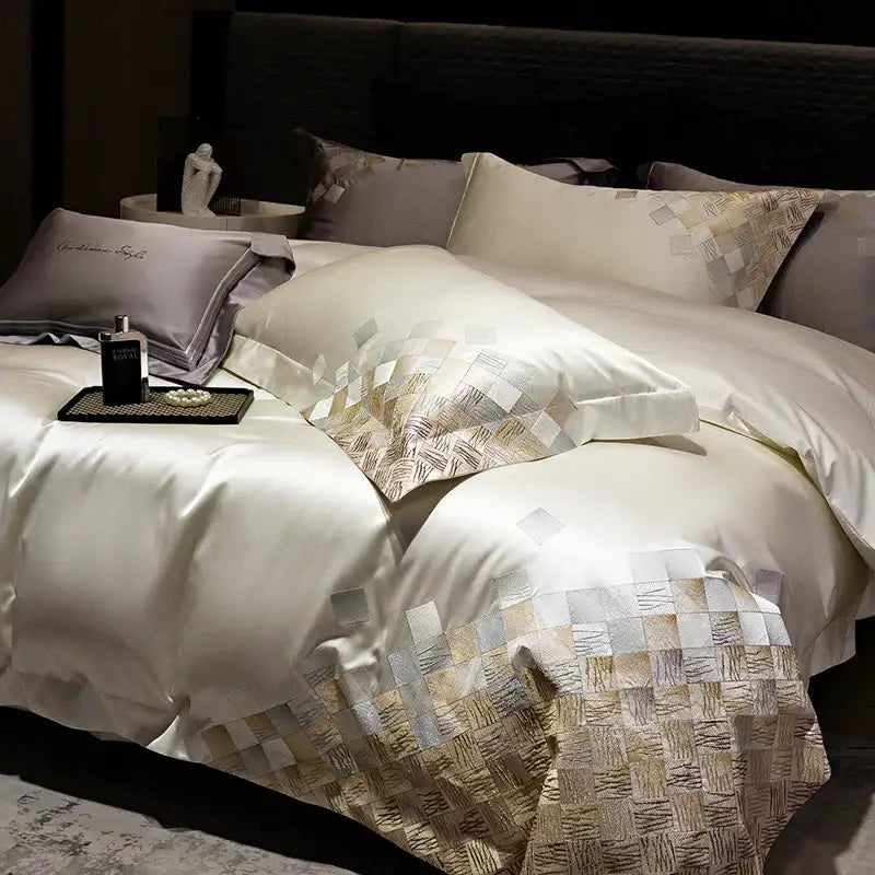 Grey Embroidery Cotton Bedding