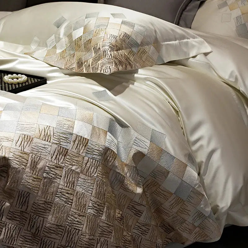 Grey Embroidery Cotton Bedding