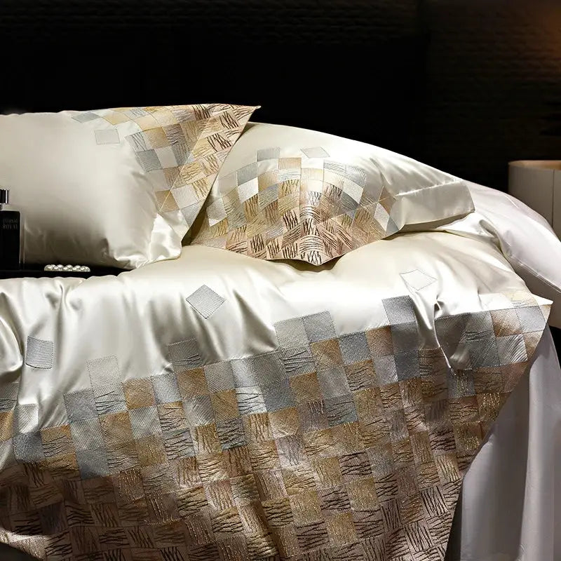 Grey Embroidery Cotton Bedding