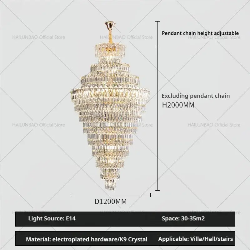 Clear Crystal Staircase Chandelier