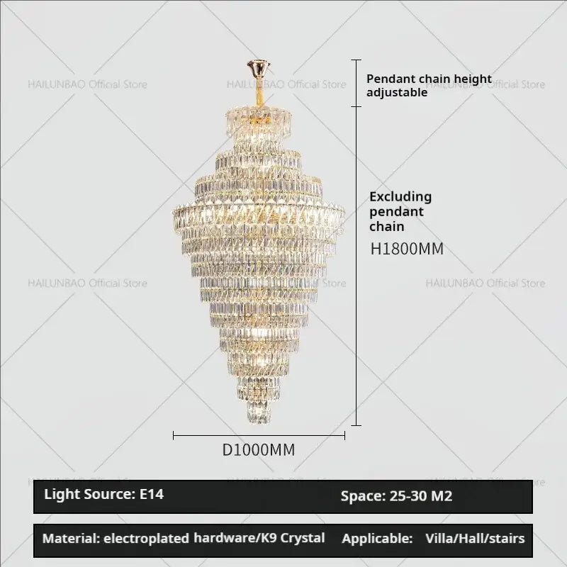 Clear Crystal Staircase Chandelier