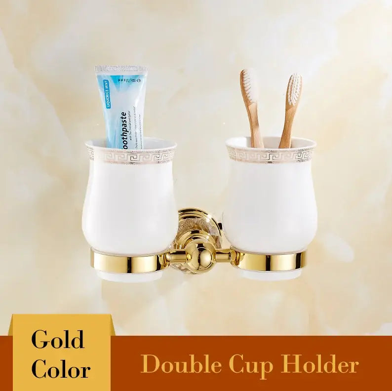 Gold Crystal Bathroom Set