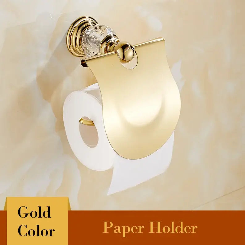 Gold Crystal Bathroom Set