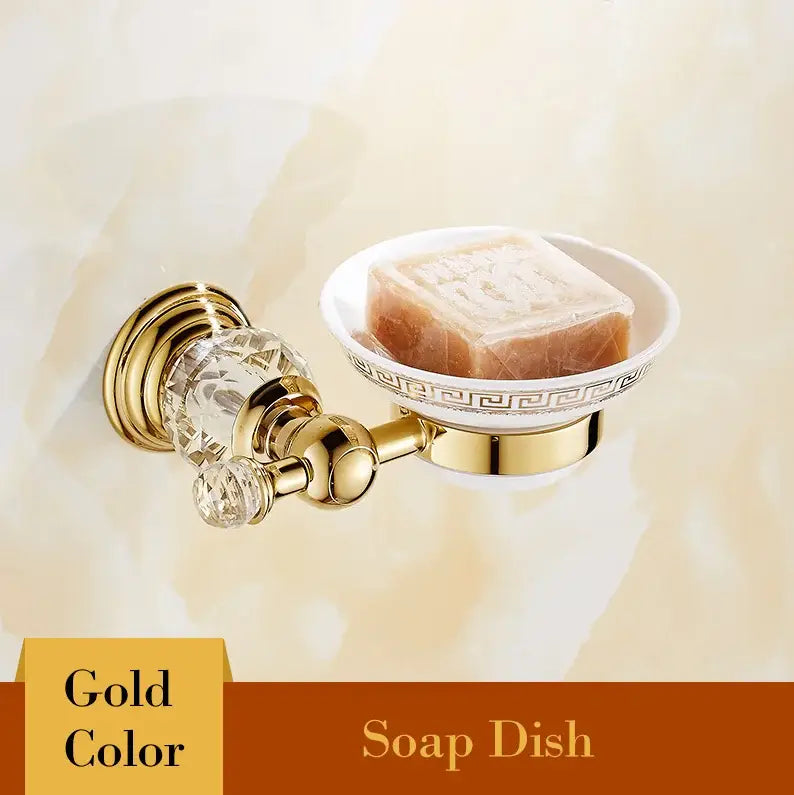 Gold Crystal Bathroom Set