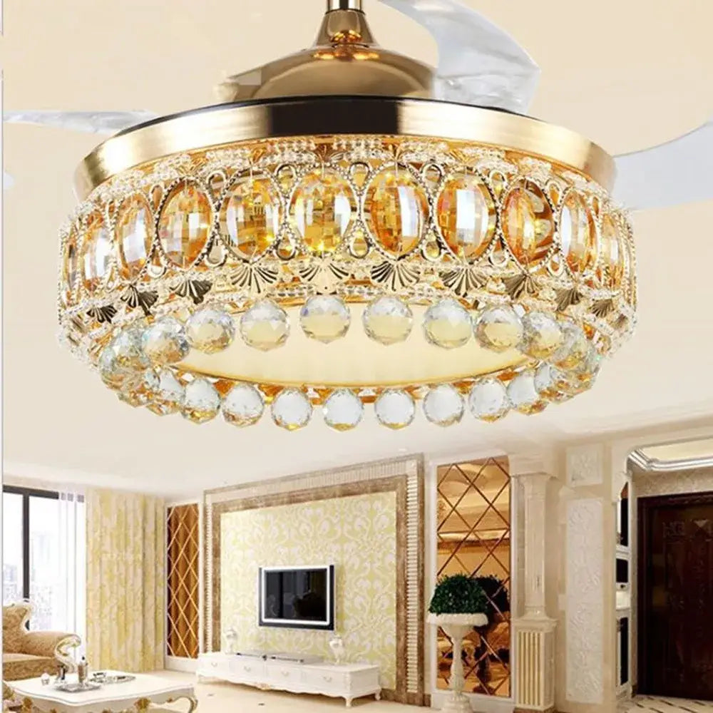 Gold Crystal Remote Ceiling Fan