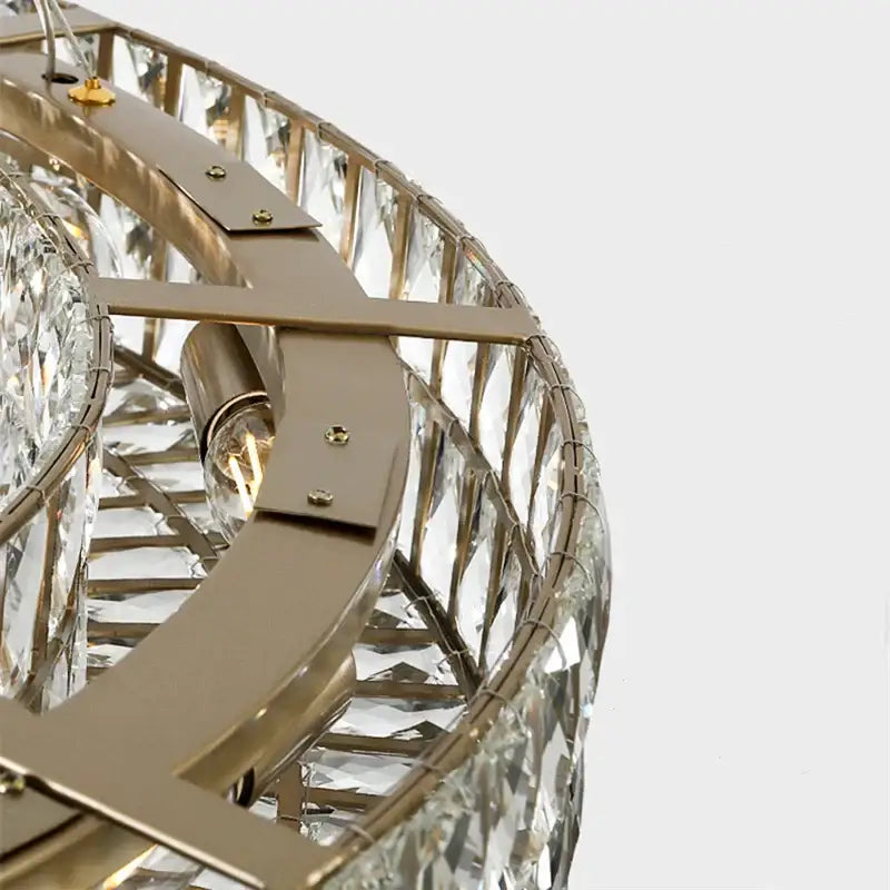 Gold Crystal Circle 2-Ring 100cm Chandelier