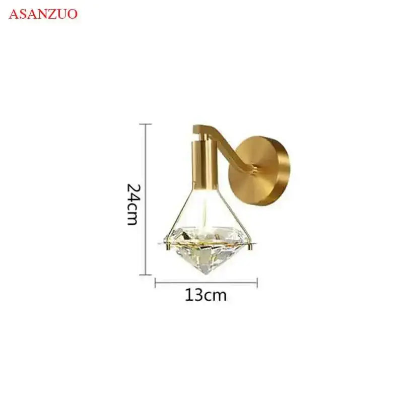 Gold Crystal Diamond Bedroom Sconce