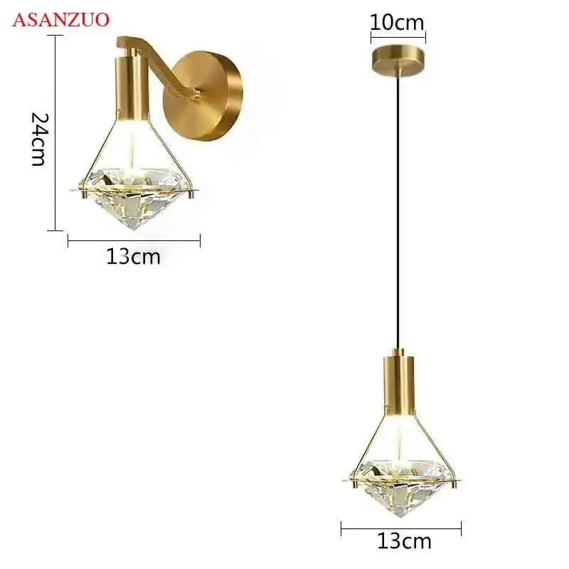Gold Crystal Diamond Bedroom Sconce