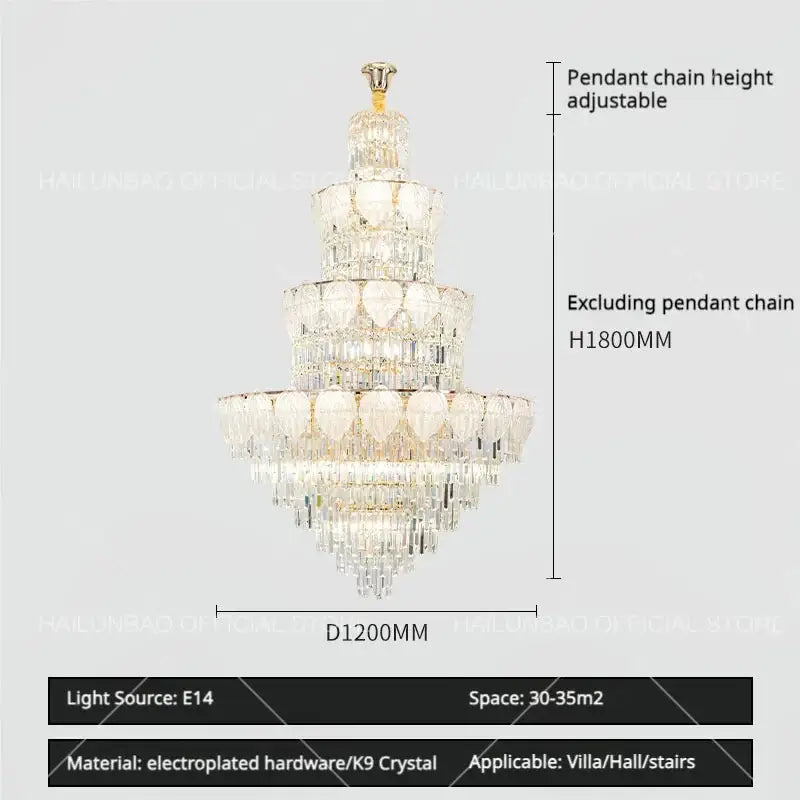 Gold Crystal Villa Chandelier