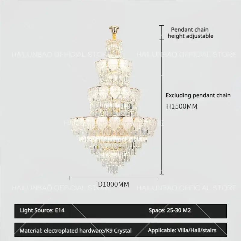 Gold Crystal Villa Chandelier