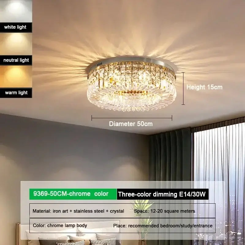 Gold Crystal 15cm Ceiling Light