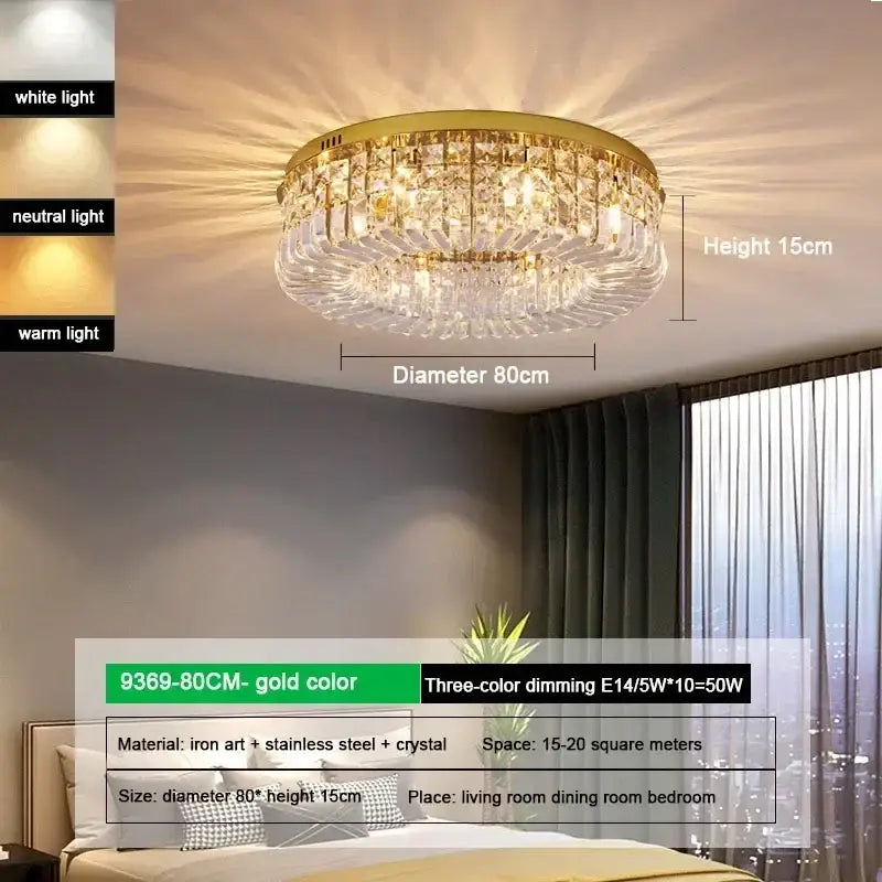 Gold Crystal 15cm Ceiling Light