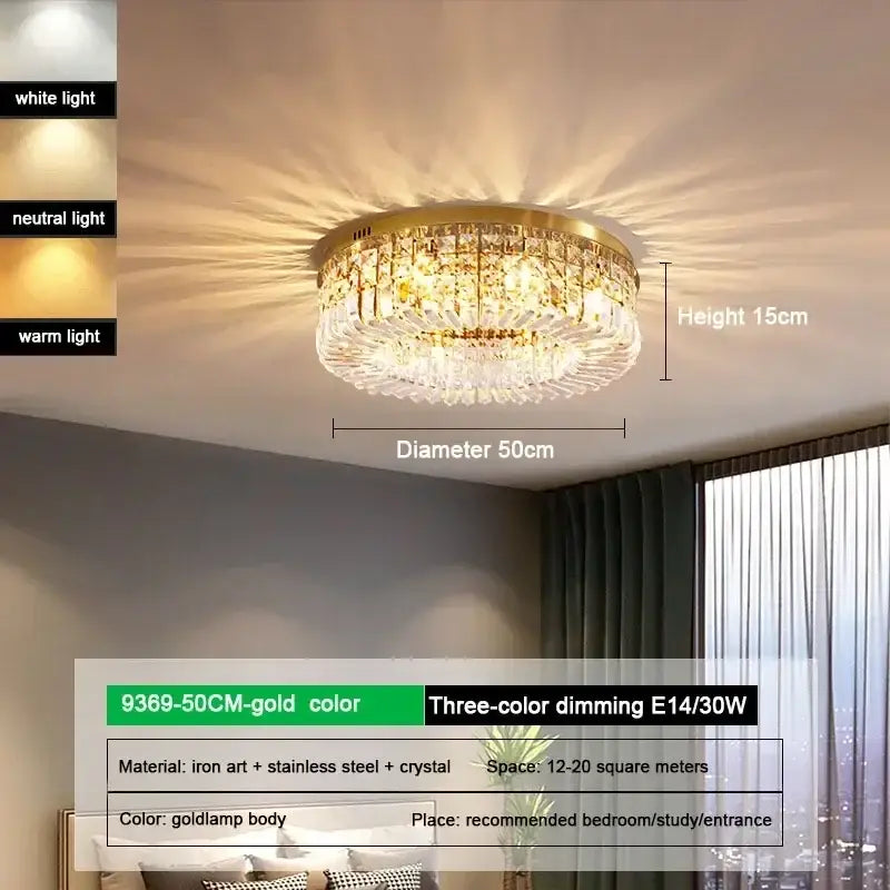 Gold Crystal 15cm Ceiling Light