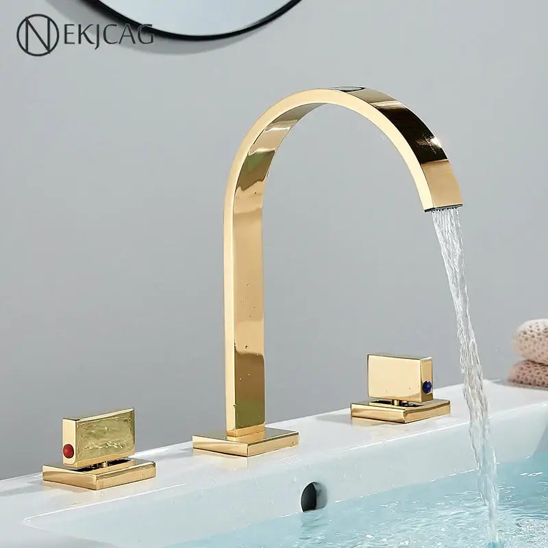 Gold Crystal Basin Faucet Arched Spout Design