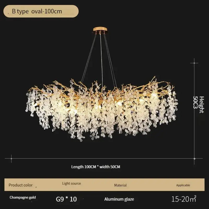 Gold Crystal LED Pendant Light
