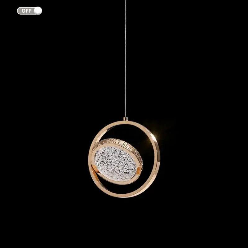 Gold Crystal Ring 3-Light Pendant