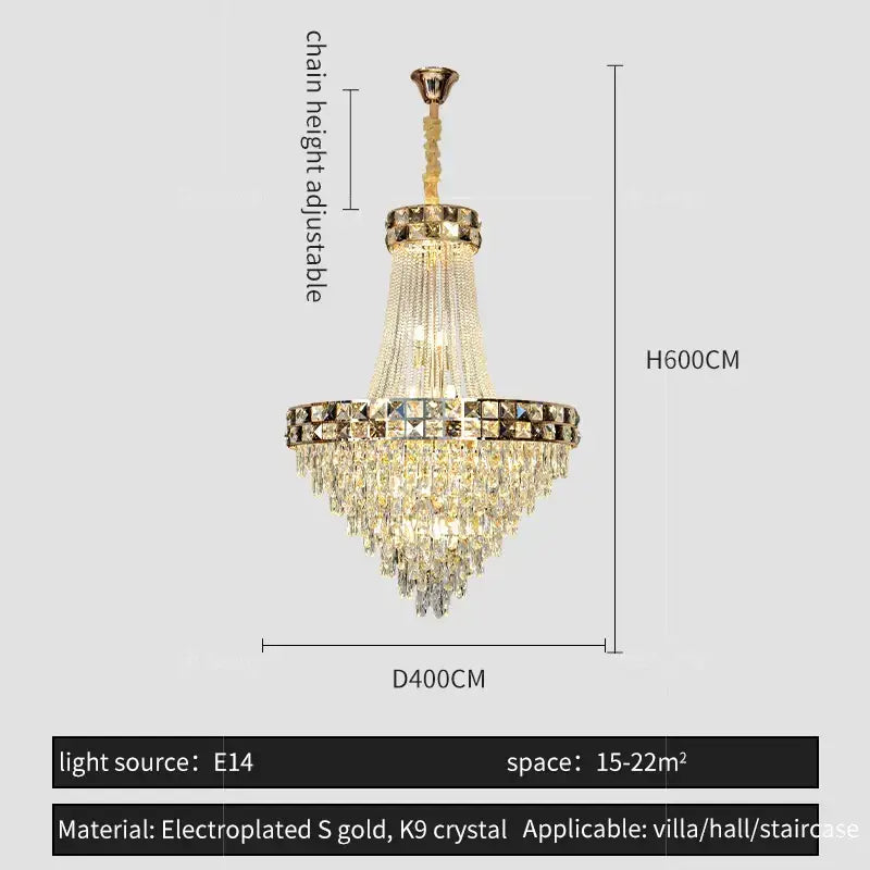 Gold Crystal Chandelier Up To 180cm Tall