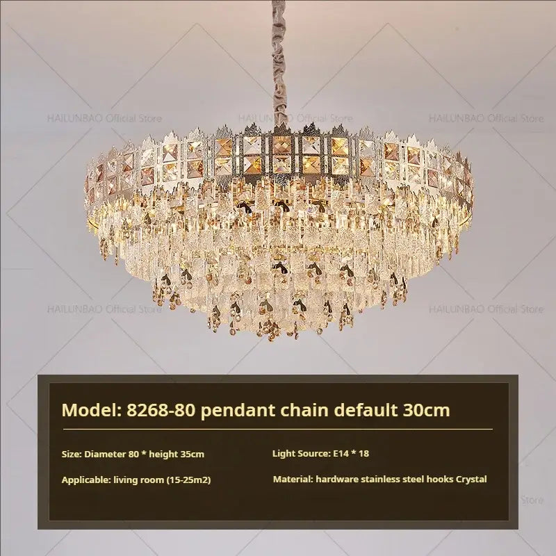Gold Crystal Living Linear Chandelier