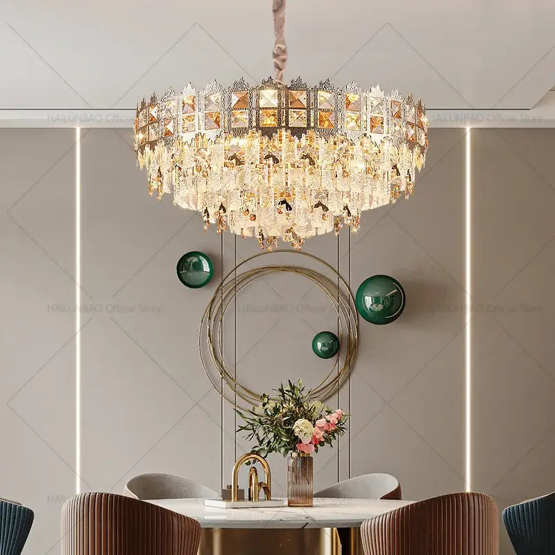 Gold Crystal Living Linear Chandelier