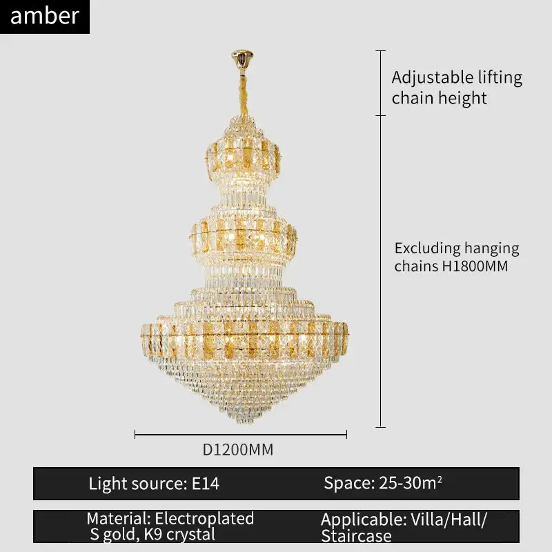 Amber Crystal Duplex Chandelier