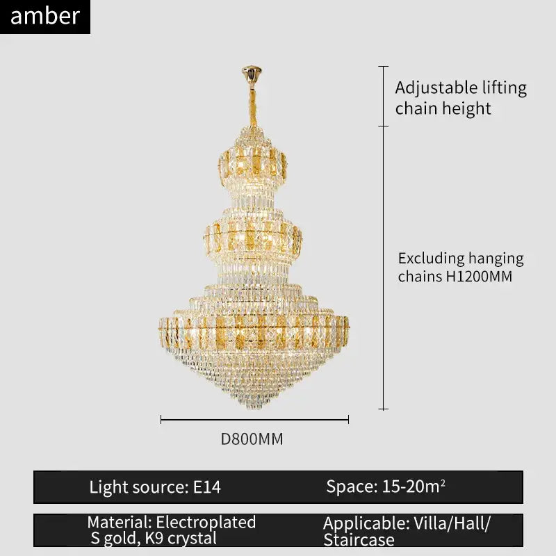 Amber Crystal Duplex Chandelier