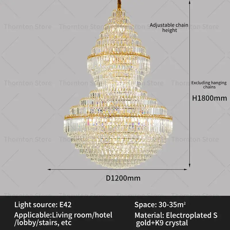 Gold Hollow Crystal Chandelier