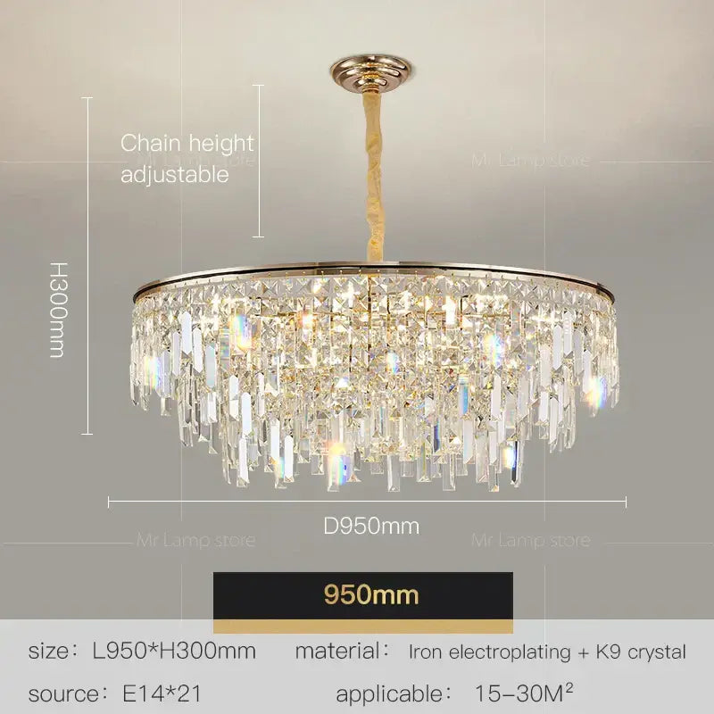 Gold Crystal LED 95cm Opulent Chandelier