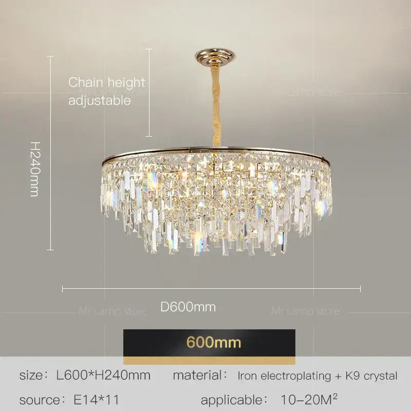 Gold Crystal LED 95cm Opulent Chandelier