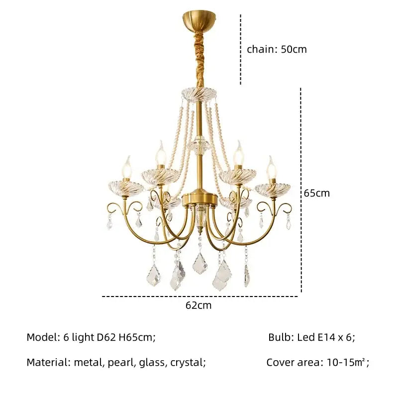 Gold Crystal Pendant Light 8-Light D78cm