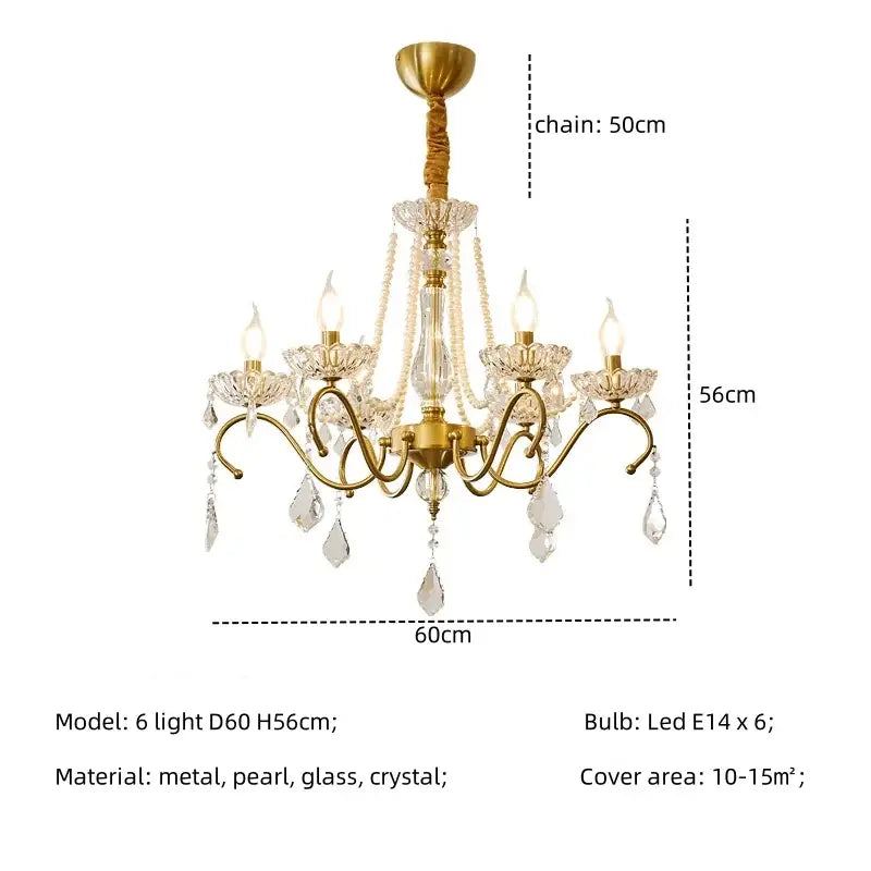 Gold Crystal Pendant Light 8-Light D78cm
