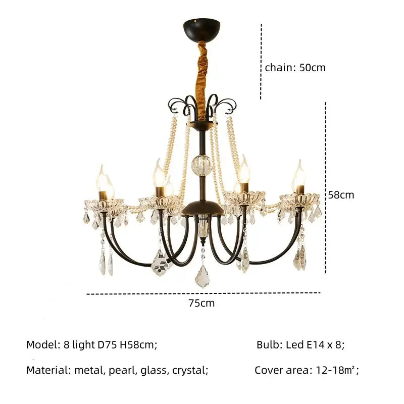 Gold Crystal Pendant Light 8-Light D78cm
