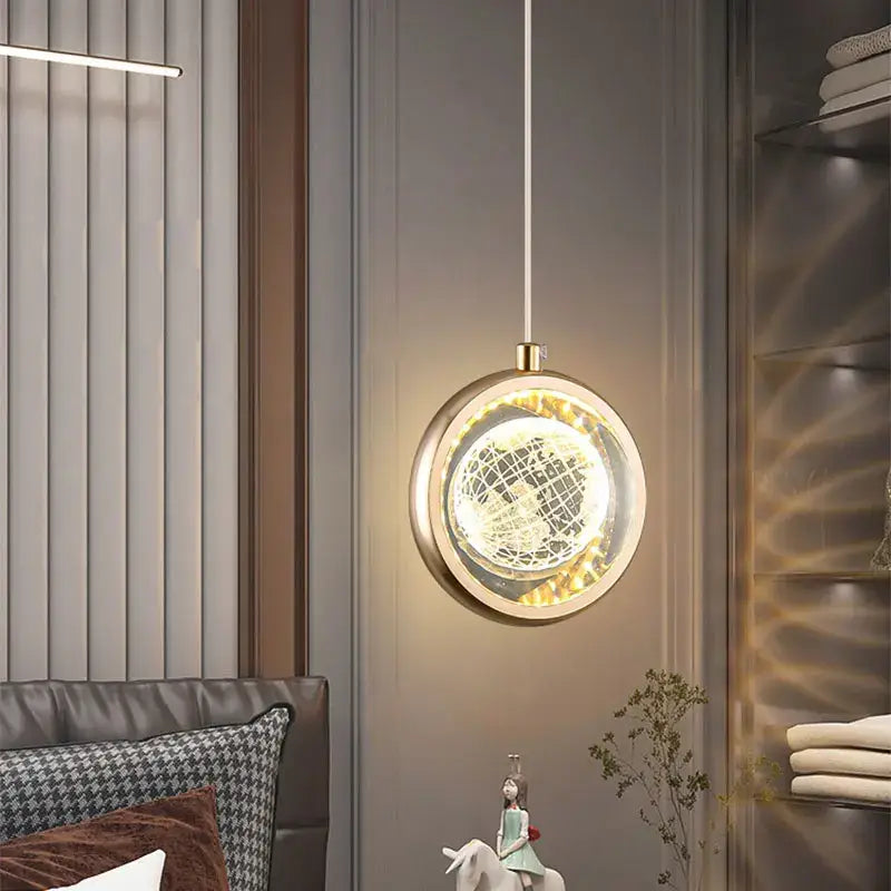 Gold Crystal Ball Chandelier with Dandelion Pattern