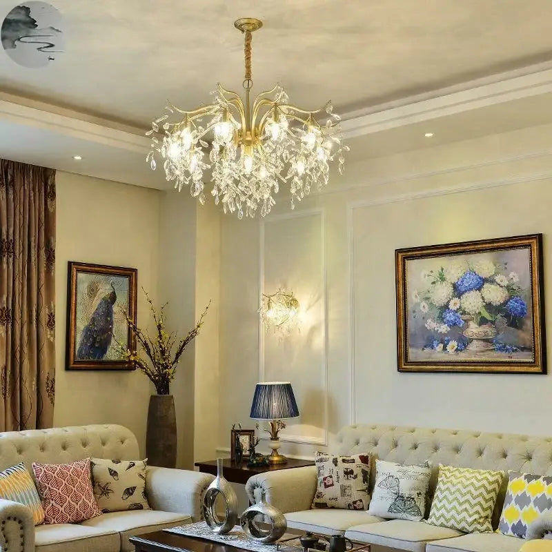 Gold Crystal LED Chandelier 4 To 13 Lights