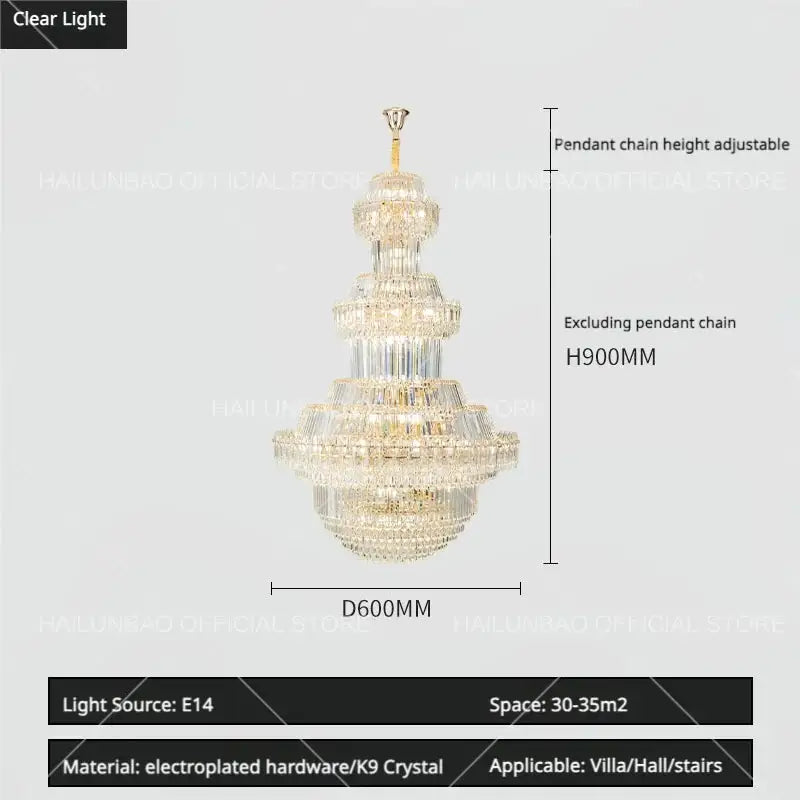 Gold Crystal Living Chandelier XL High-Ceiling