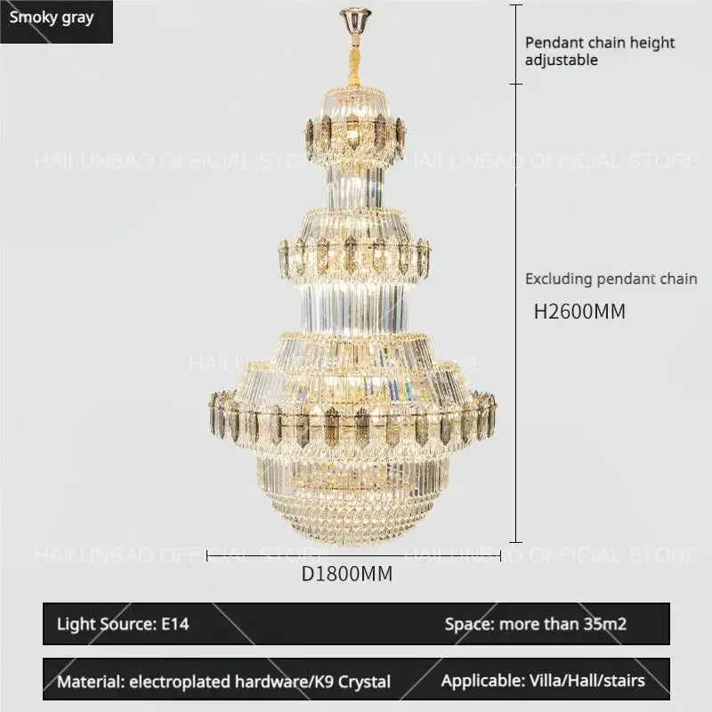 Gold Crystal Living Chandelier XL High-Ceiling
