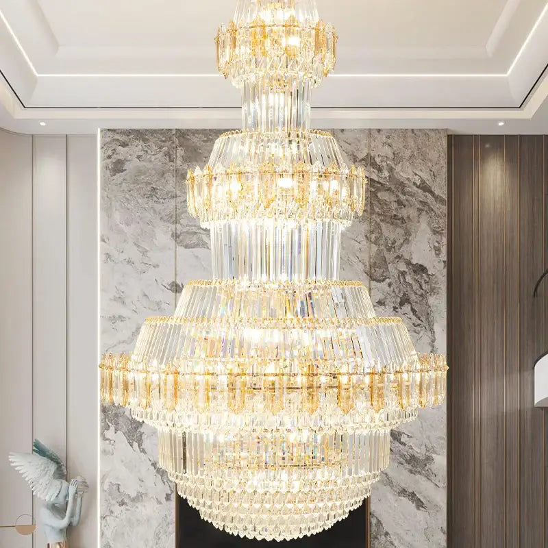 Gold Crystal Living Chandelier XL High-Ceiling