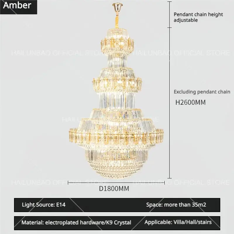 Gold Crystal Living Chandelier XL High-Ceiling