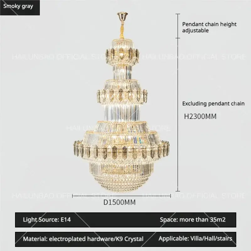 Gold Crystal Living Chandelier XL High-Ceiling