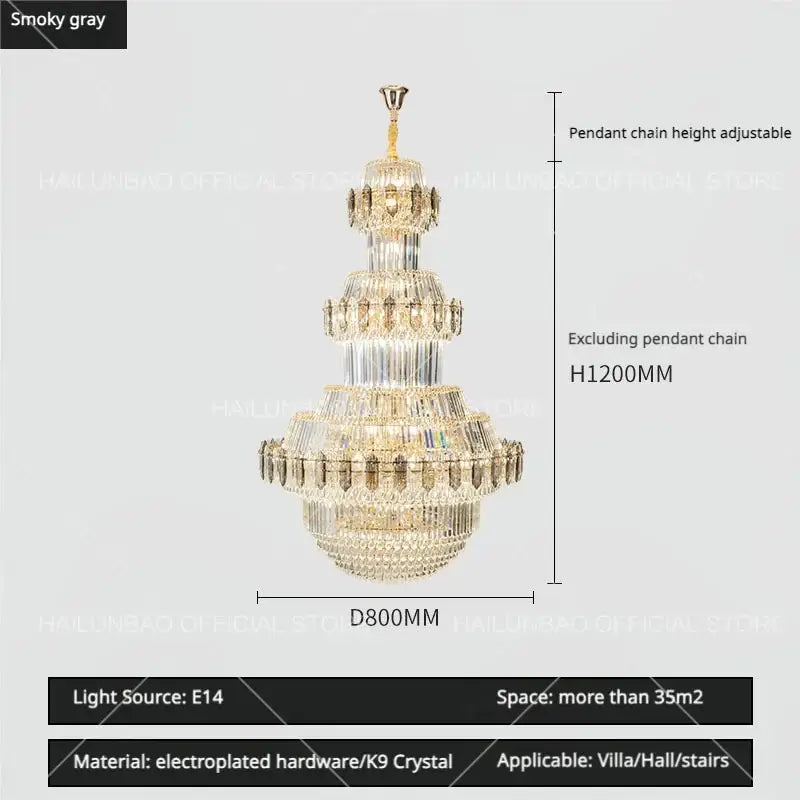 Gold Crystal Living Chandelier XL High-Ceiling