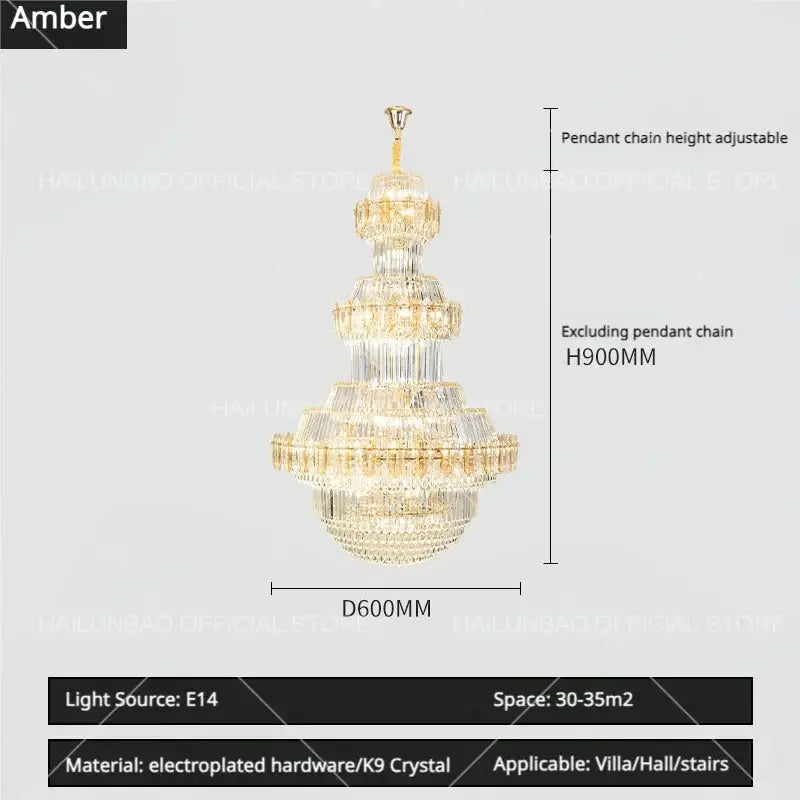 Gold Crystal Living Chandelier XL High-Ceiling