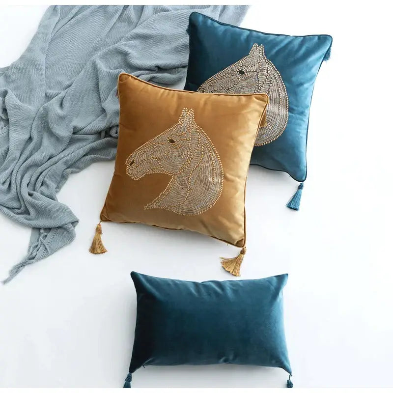 Gold Rhinestone Square Pillow